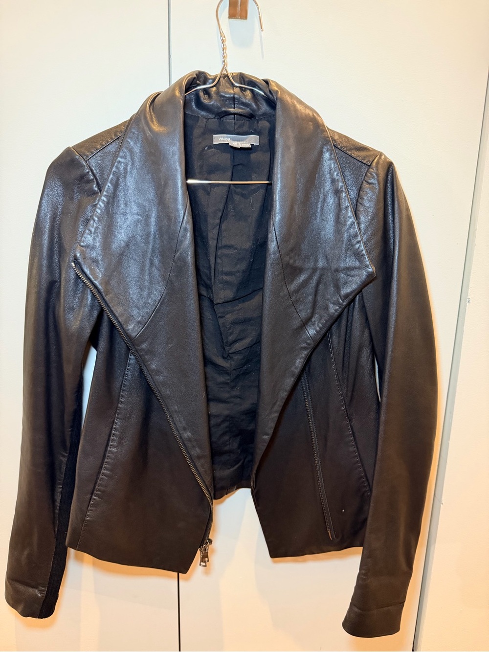 Vince Leather Moto Jacket - Black - XS
